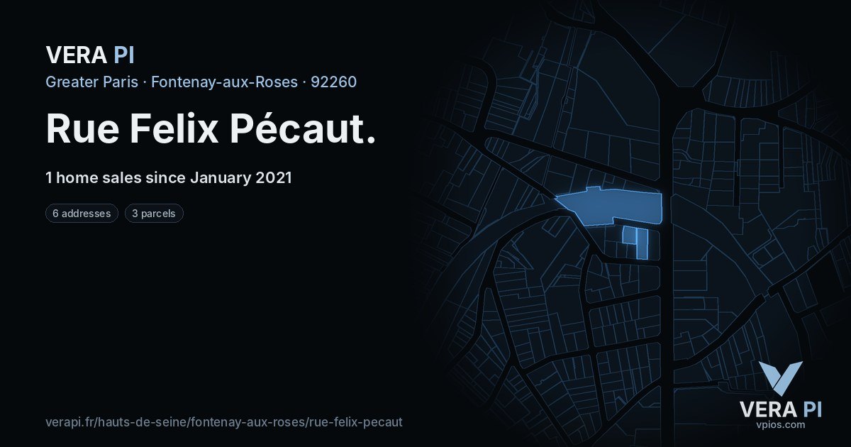 Rue Felix Pécaut, Fontenay-aux-Roses at night – every parcel coloured by the prices around it, the street's own parcels lit