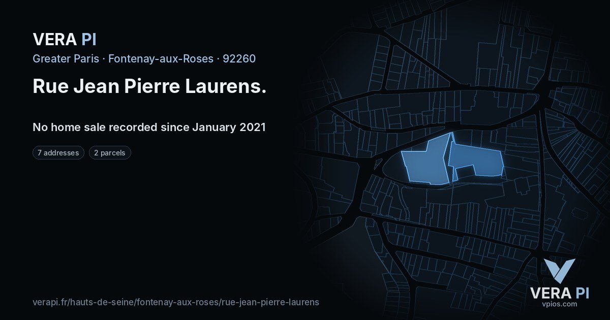 Rue Jean Pierre Laurens, Fontenay-aux-Roses at night – every parcel coloured by the prices around it, the street's own parcels lit