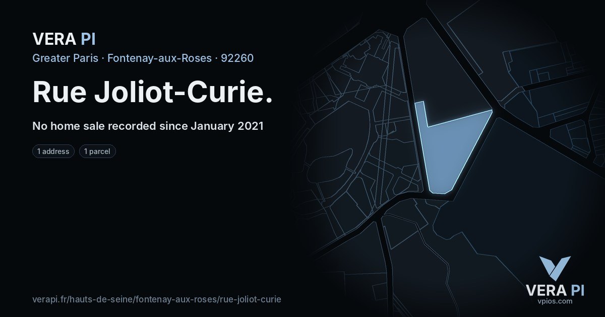 Rue Joliot-Curie, Fontenay-aux-Roses at night – every parcel coloured by the prices around it, the street's own parcels lit