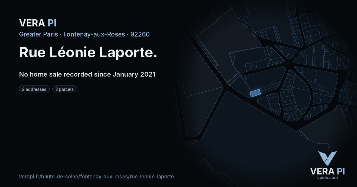 Rue Léonie Laporte, Fontenay-aux-Roses at night – every parcel coloured by the prices around it, the street's own parcels lit