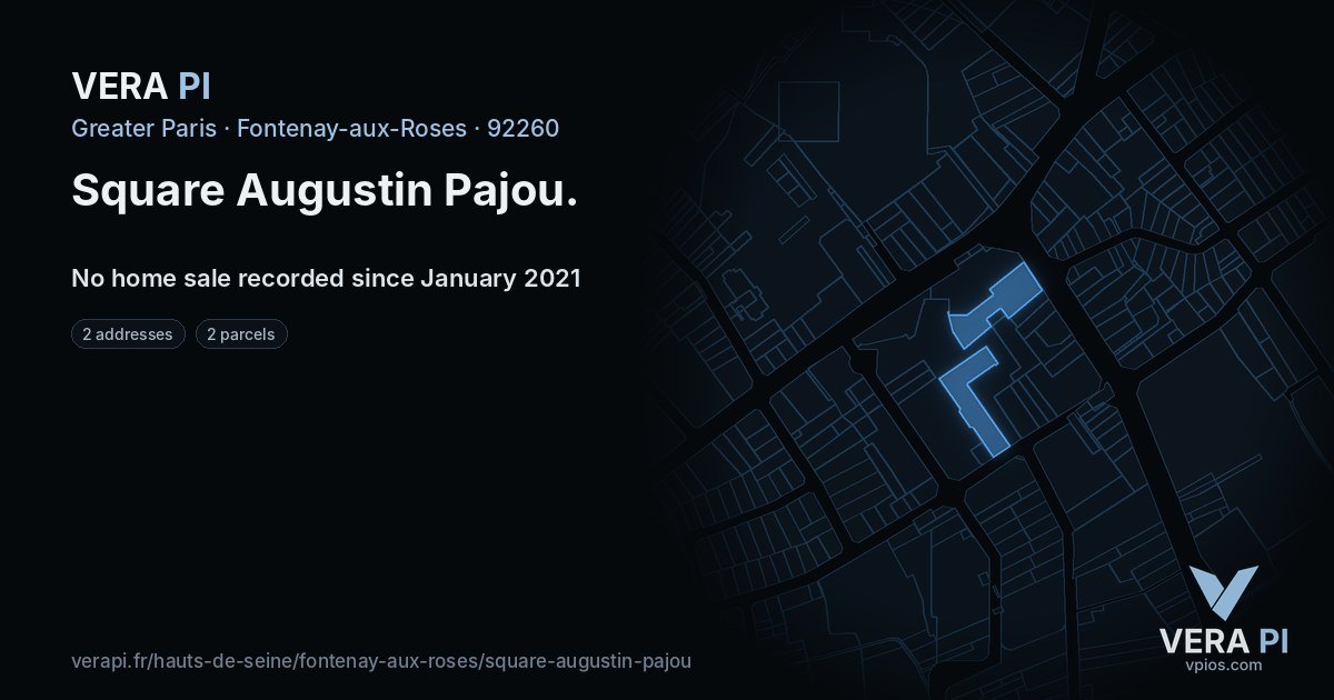 Square Augustin Pajou, Fontenay-aux-Roses at night – every parcel coloured by the prices around it, the street's own parcels lit