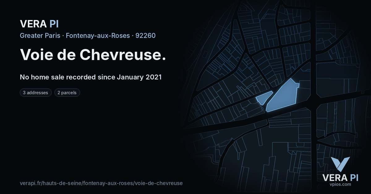 Voie de Chevreuse, Fontenay-aux-Roses at night – every parcel coloured by the prices around it, the street's own parcels lit