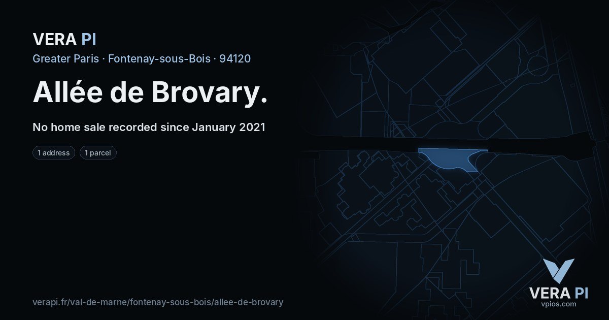 Allée de Brovary, Fontenay-sous-Bois at night – every parcel coloured by the prices around it, the street's own parcels lit