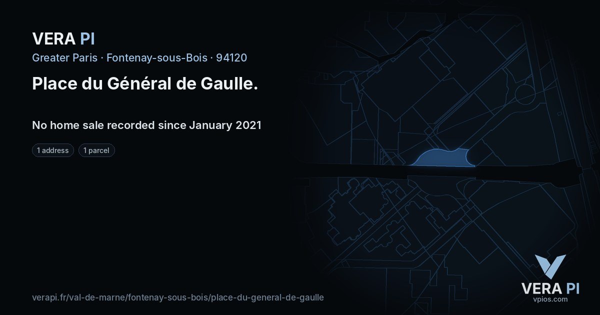 Place du Général de Gaulle, Fontenay-sous-Bois at night – every parcel coloured by the prices around it, the street's own parcels lit