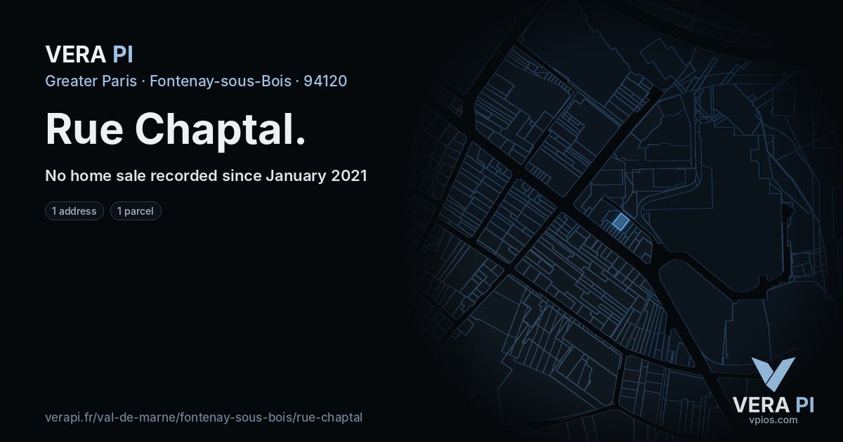 Rue Chaptal, Fontenay-sous-Bois at night – every parcel coloured by the prices around it, the street's own parcels lit