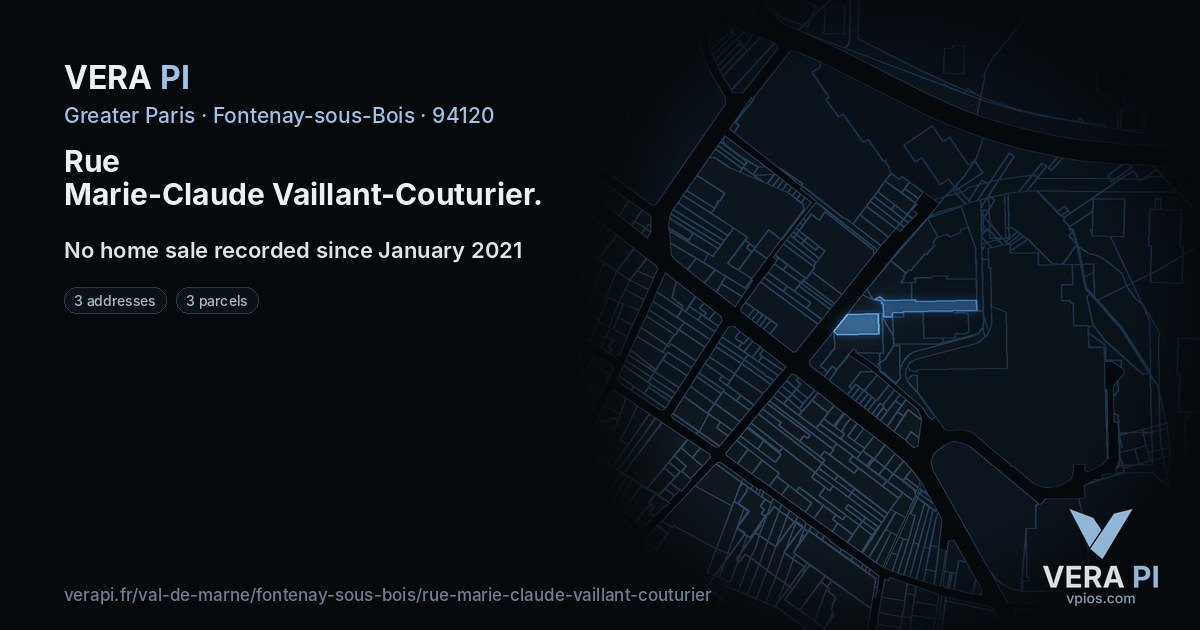 Rue Marie-Claude Vaillant-Couturier, Fontenay-sous-Bois at night – every parcel coloured by the prices around it, the street's own parcels lit
