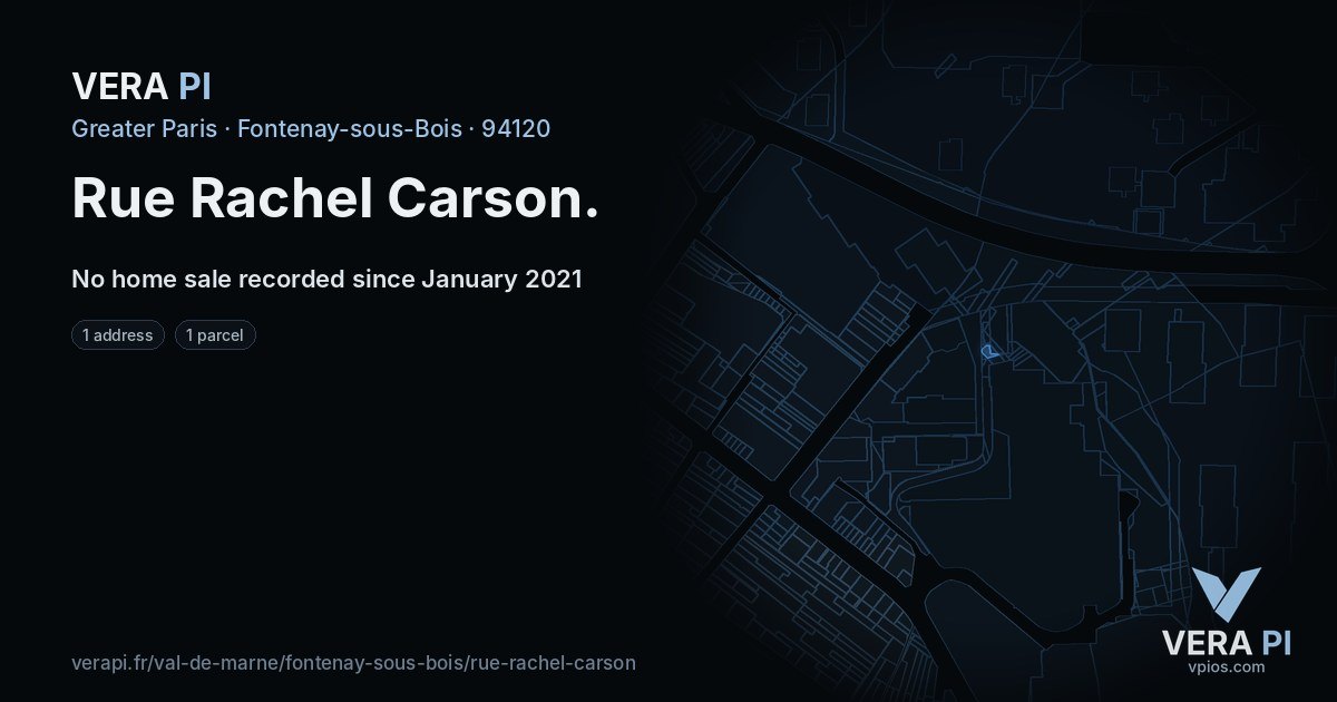 Rue Rachel Carson, Fontenay-sous-Bois at night – every parcel coloured by the prices around it, the street's own parcels lit