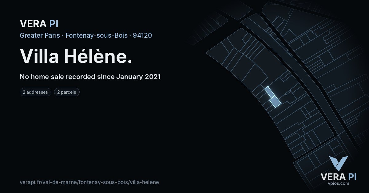 Villa Hélène, Fontenay-sous-Bois at night – every parcel coloured by the prices around it, the street's own parcels lit