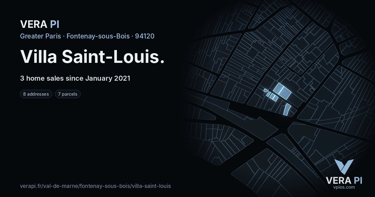 Villa Saint-Louis, Fontenay-sous-Bois at night – every parcel coloured by the prices around it, the street's own parcels lit