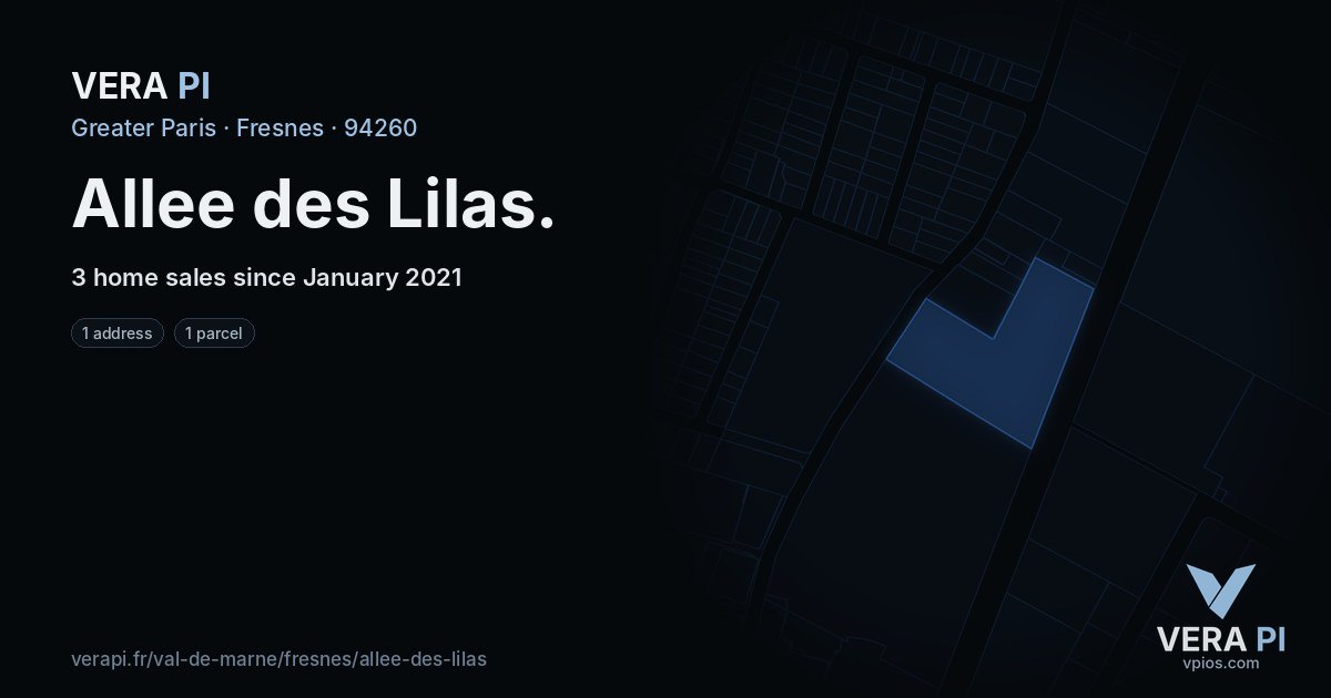Allee des Lilas, Fresnes at night – every parcel coloured by the prices around it, the street's own parcels lit