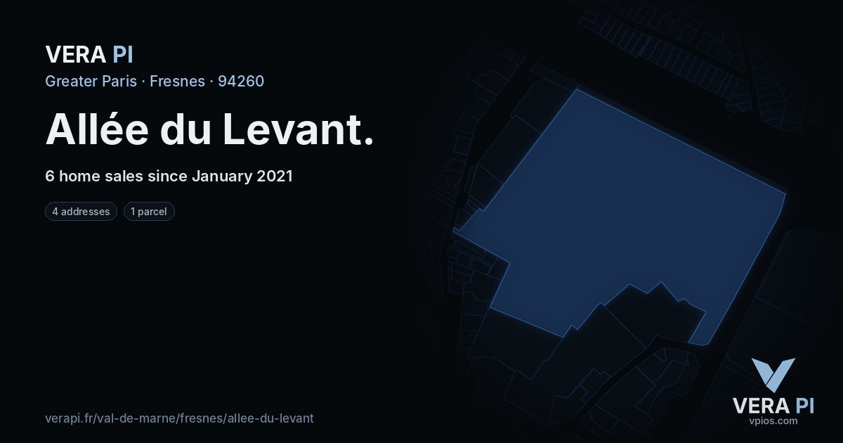 Allée du Levant, Fresnes at night – every parcel coloured by the prices around it, the street's own parcels lit