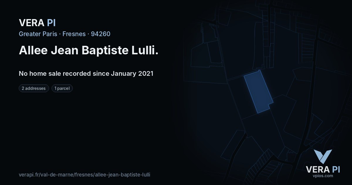 Allee Jean Baptiste Lulli, Fresnes at night – every parcel coloured by the prices around it, the street's own parcels lit