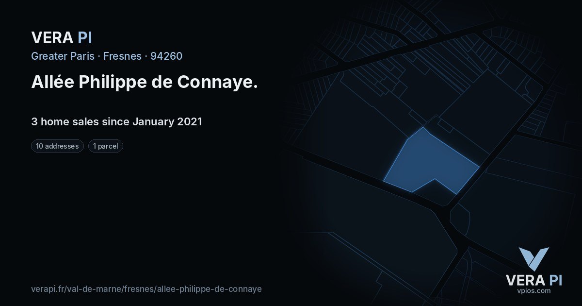 Allée Philippe de Connaye, Fresnes at night – every parcel coloured by the prices around it, the street's own parcels lit