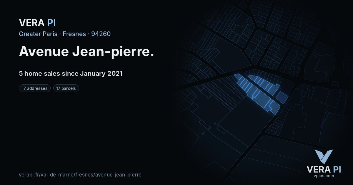 Avenue Jean-pierre, Fresnes at night – every parcel coloured by the prices around it, the street's own parcels lit