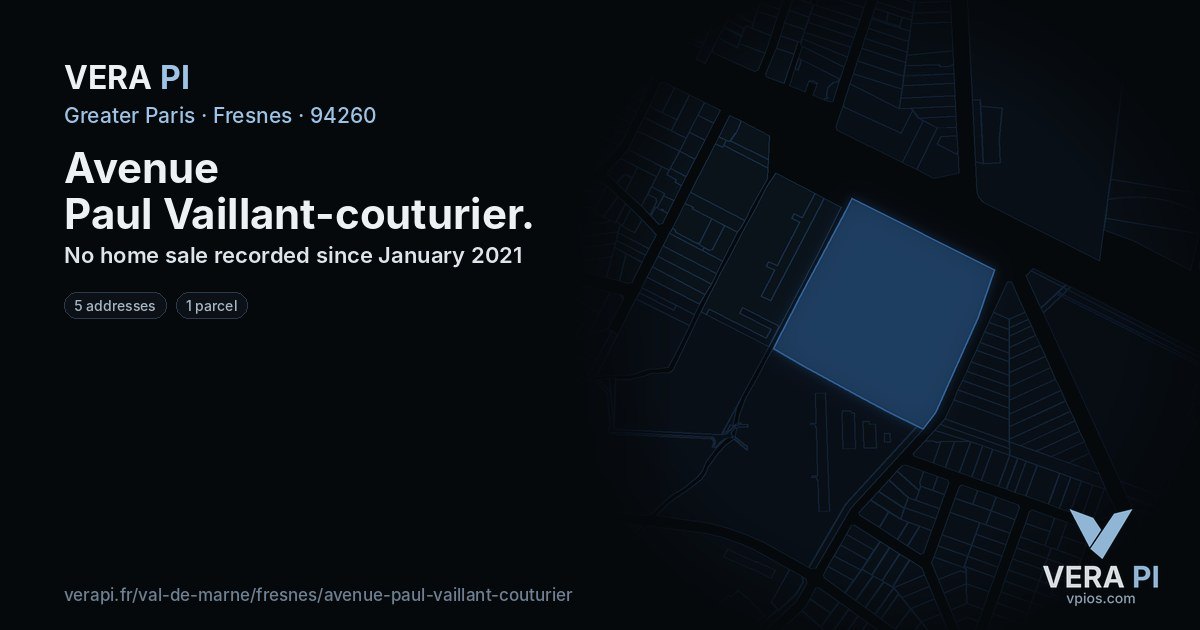 Avenue Paul Vaillant-couturier, Fresnes at night – every parcel coloured by the prices around it, the street's own parcels lit