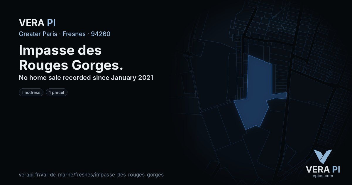 Impasse des Rouges Gorges, Fresnes at night – every parcel coloured by the prices around it, the street's own parcels lit