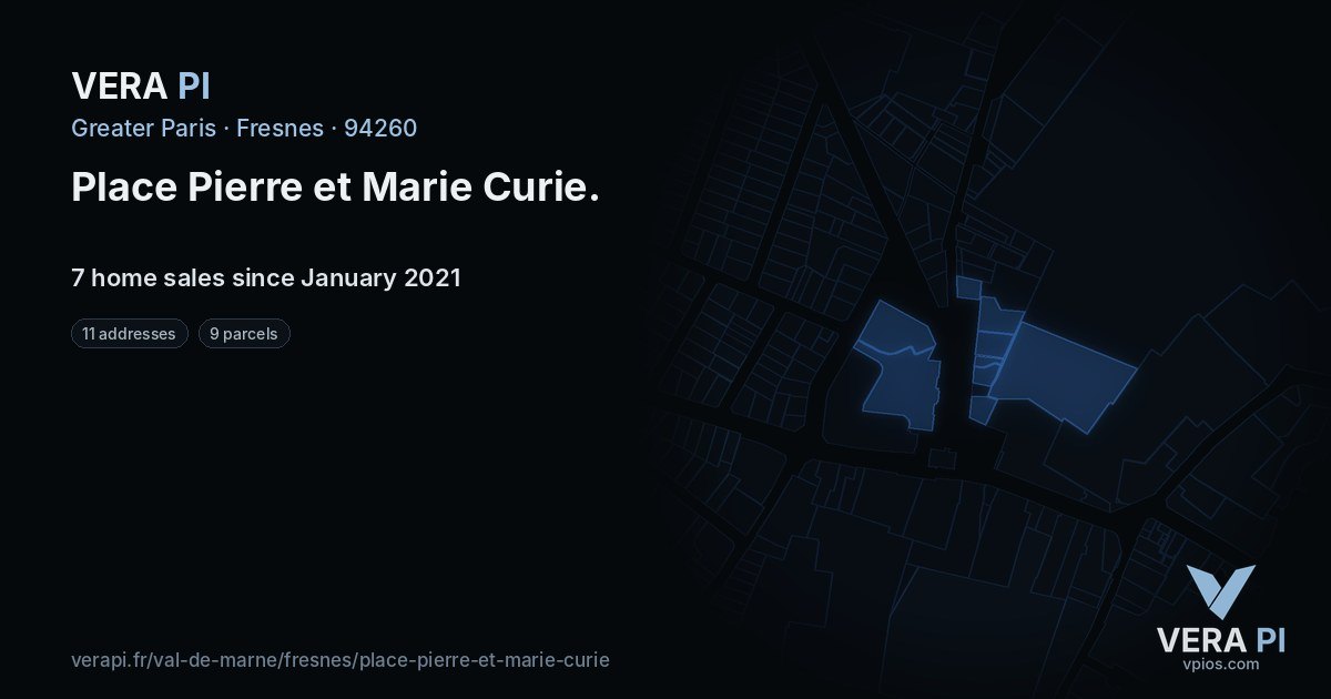 Place Pierre et Marie Curie, Fresnes at night – every parcel coloured by the prices around it, the street's own parcels lit