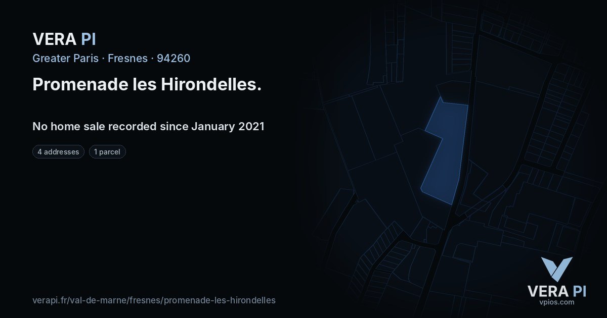 Promenade les Hirondelles, Fresnes at night – every parcel coloured by the prices around it, the street's own parcels lit