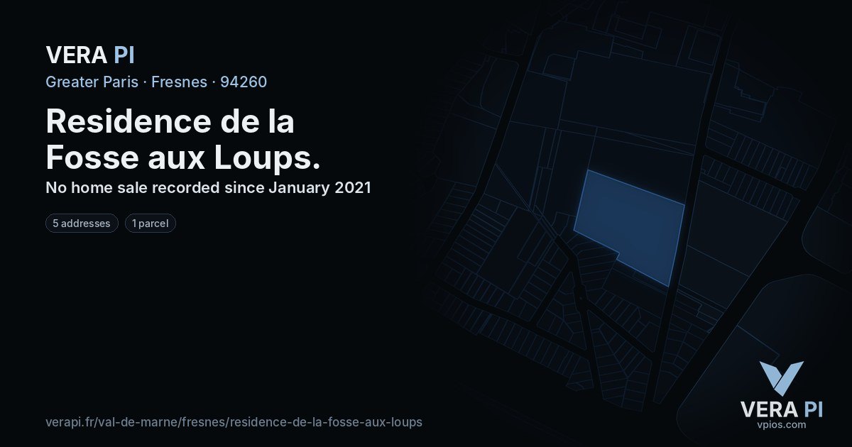 Residence de la Fosse aux Loups, Fresnes at night – every parcel coloured by the prices around it, the street's own parcels lit