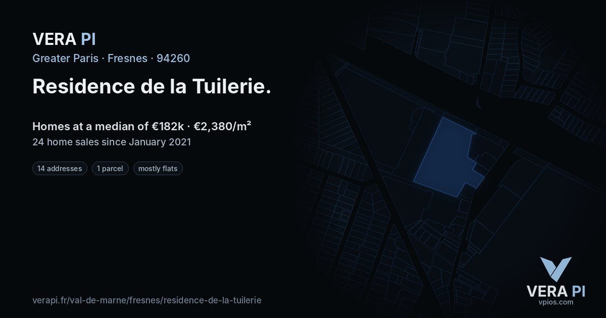Residence de la Tuilerie, Fresnes at night – every parcel coloured by the prices around it, the street's own parcels lit