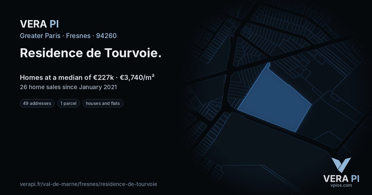 Residence de Tourvoie, Fresnes at night – every parcel coloured by the prices around it, the street's own parcels lit