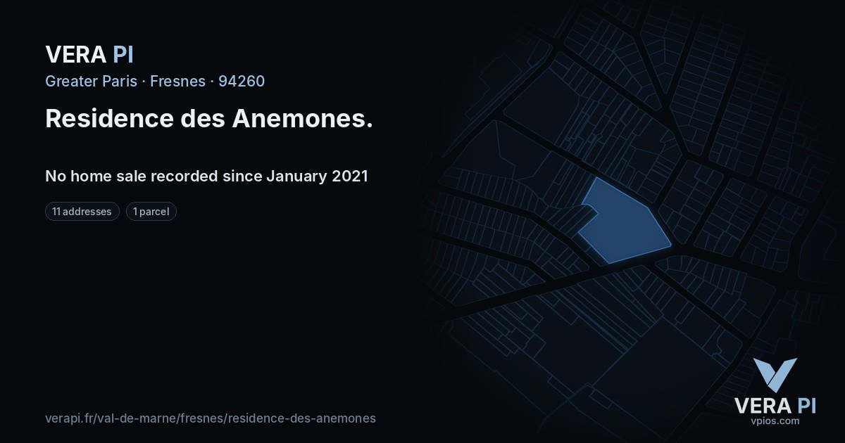 Residence des Anemones, Fresnes at night – every parcel coloured by the prices around it, the street's own parcels lit