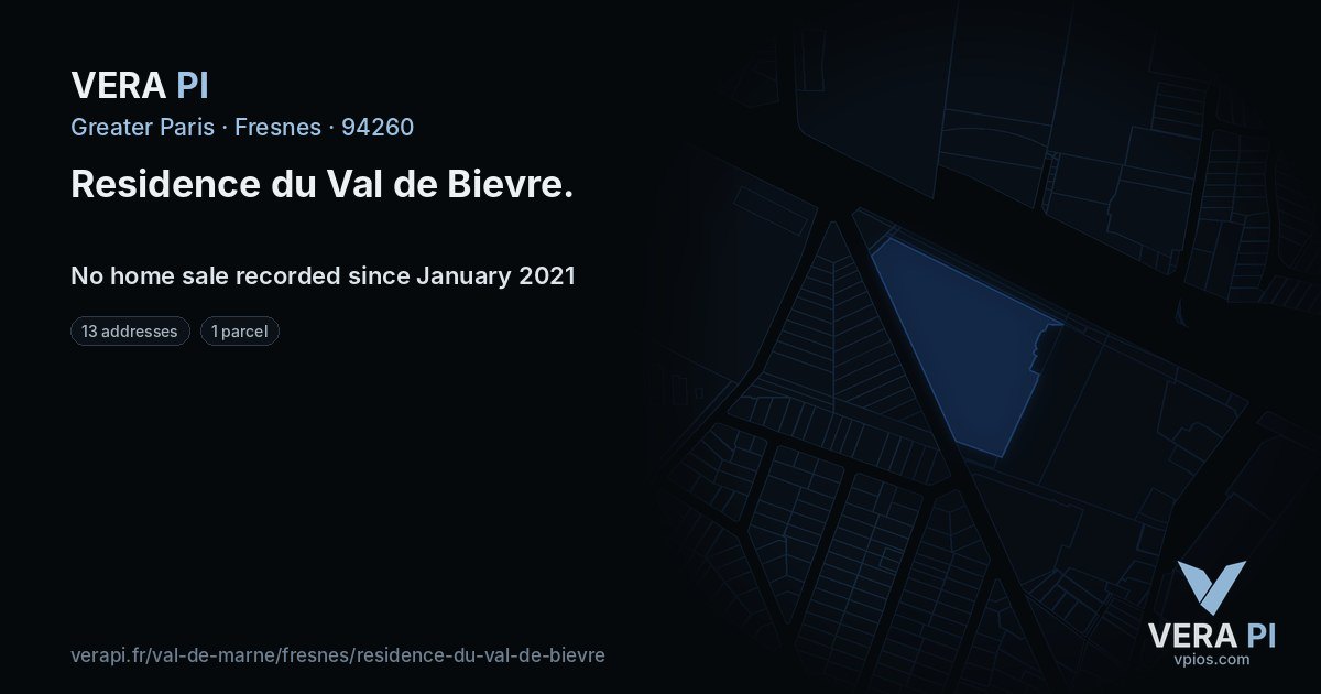 Residence du Val de Bievre, Fresnes at night – every parcel coloured by the prices around it, the street's own parcels lit