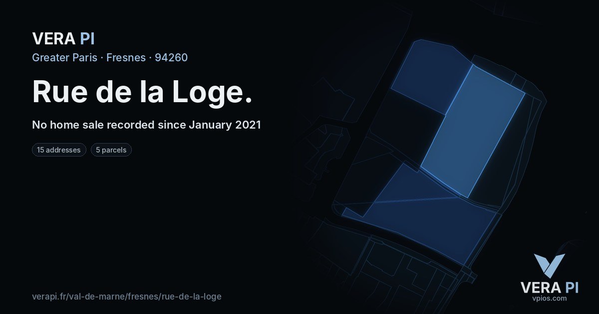 Rue de la Loge, Fresnes at night – every parcel coloured by the prices around it, the street's own parcels lit