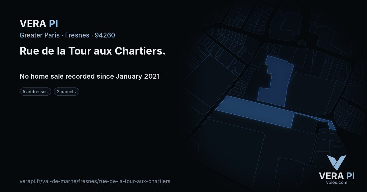 Rue de la Tour aux Chartiers, Fresnes at night – every parcel coloured by the prices around it, the street's own parcels lit
