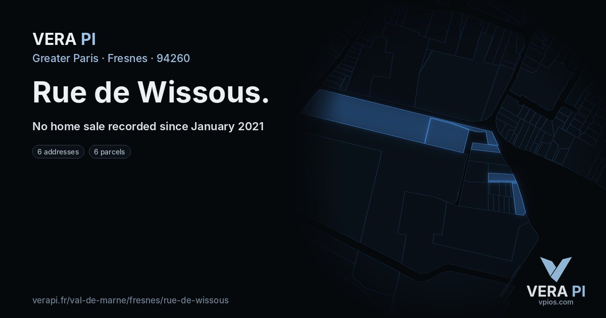Rue de Wissous, Fresnes at night – every parcel coloured by the prices around it, the street's own parcels lit