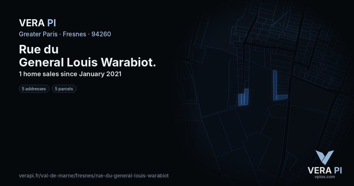 Rue du General Louis Warabiot, Fresnes at night – every parcel coloured by the prices around it, the street's own parcels lit