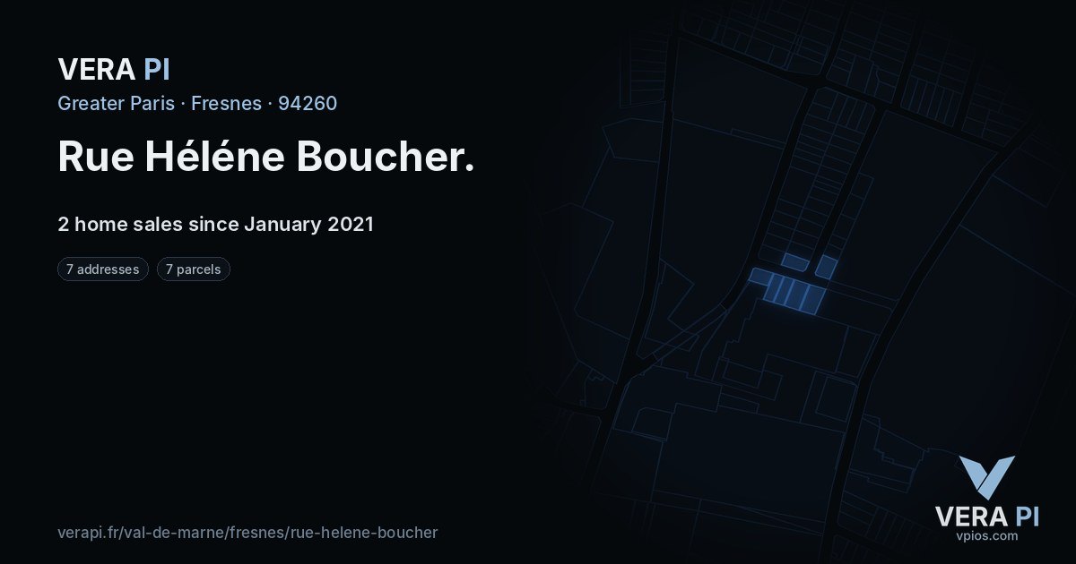 Rue Héléne Boucher, Fresnes at night – every parcel coloured by the prices around it, the street's own parcels lit