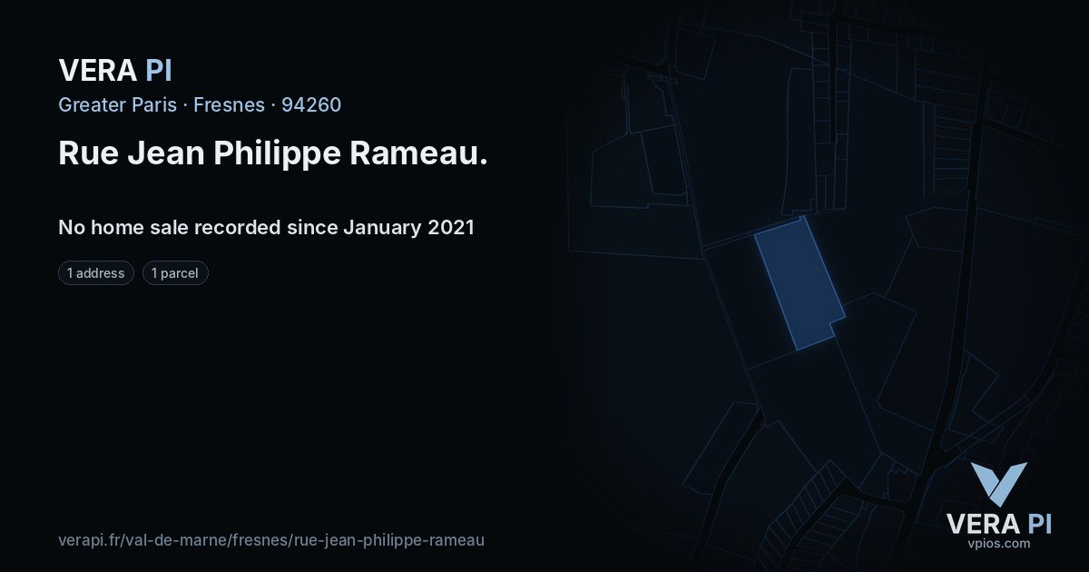 Rue Jean Philippe Rameau, Fresnes at night – every parcel coloured by the prices around it, the street's own parcels lit