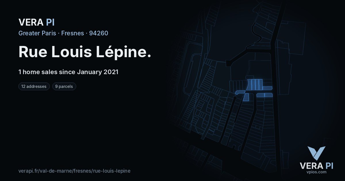 Rue Louis Lépine, Fresnes at night – every parcel coloured by the prices around it, the street's own parcels lit