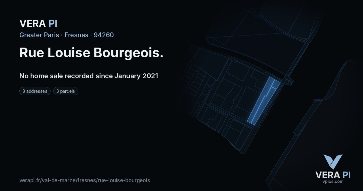 Rue Louise Bourgeois, Fresnes at night – every parcel coloured by the prices around it, the street's own parcels lit