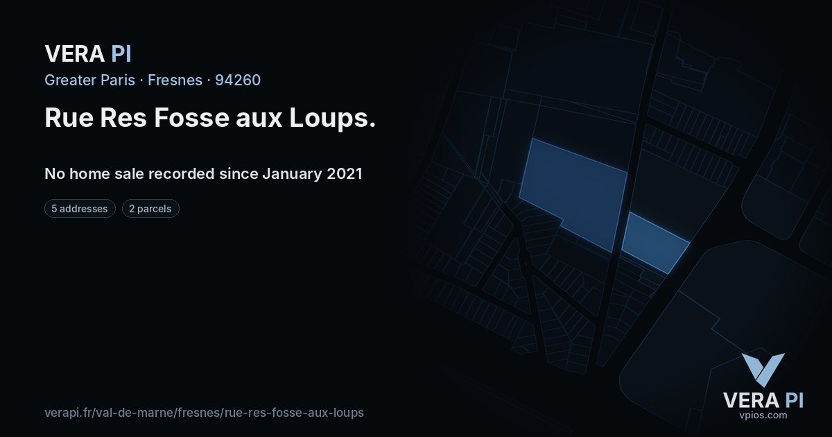 Rue Res Fosse aux Loups, Fresnes at night – every parcel coloured by the prices around it, the street's own parcels lit
