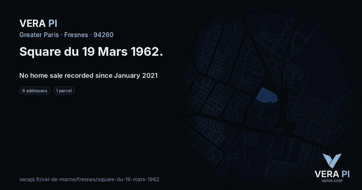 Square du 19 Mars 1962, Fresnes at night – every parcel coloured by the prices around it, the street's own parcels lit