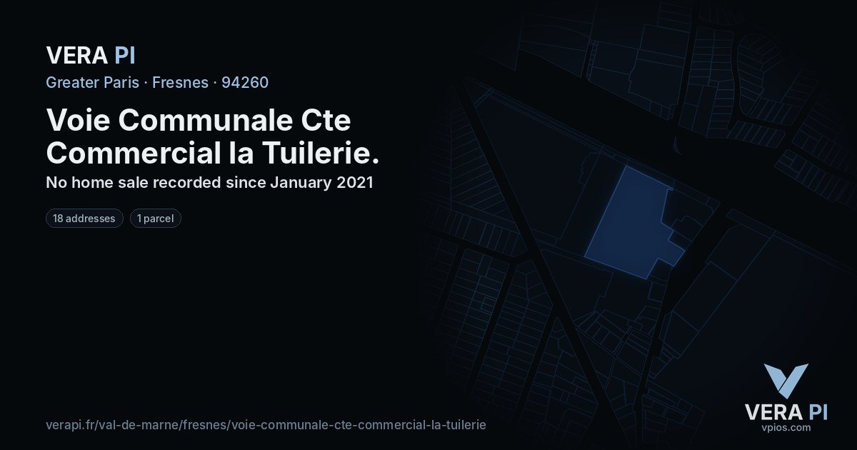 Voie Communale Cte Commercial la Tuilerie, Fresnes at night – every parcel coloured by the prices around it, the street's own parcels lit