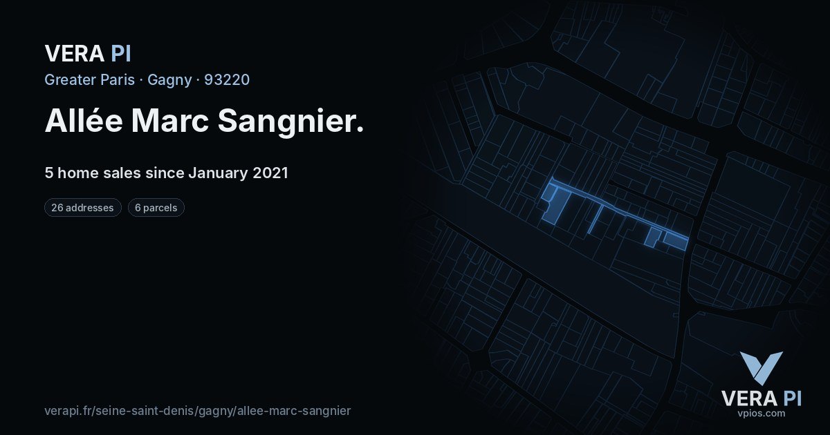 Allée Marc Sangnier, Gagny at night – every parcel coloured by the prices around it, the street's own parcels lit