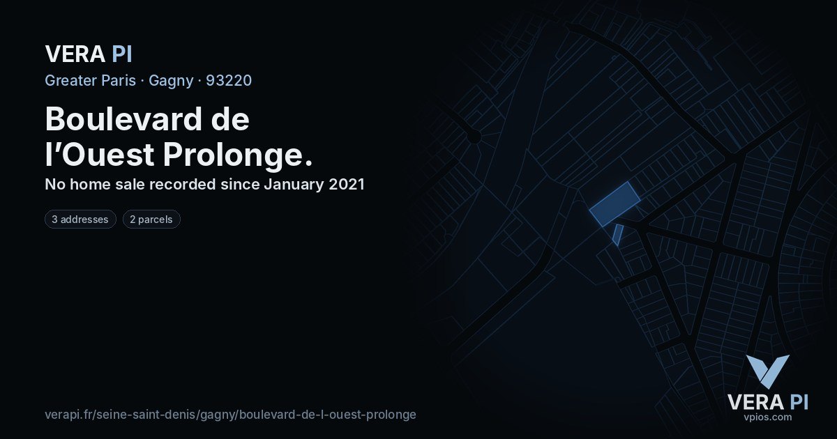 Boulevard de l’Ouest Prolonge, Gagny at night – every parcel coloured by the prices around it, the street's own parcels lit