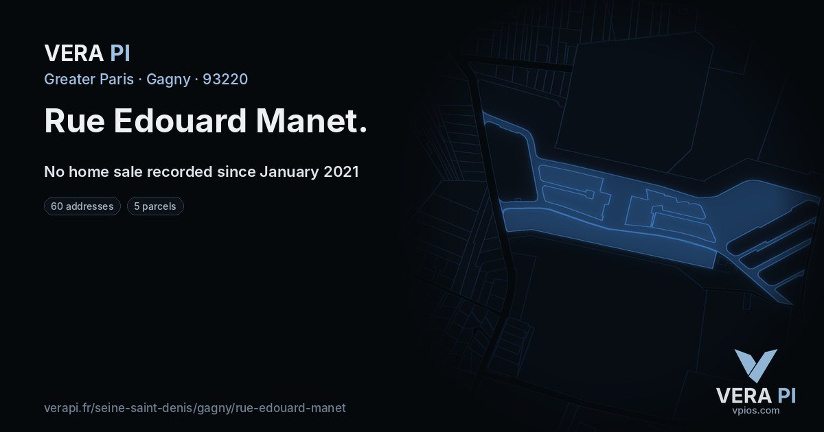 Rue Edouard Manet, Gagny at night – every parcel coloured by the prices around it, the street's own parcels lit