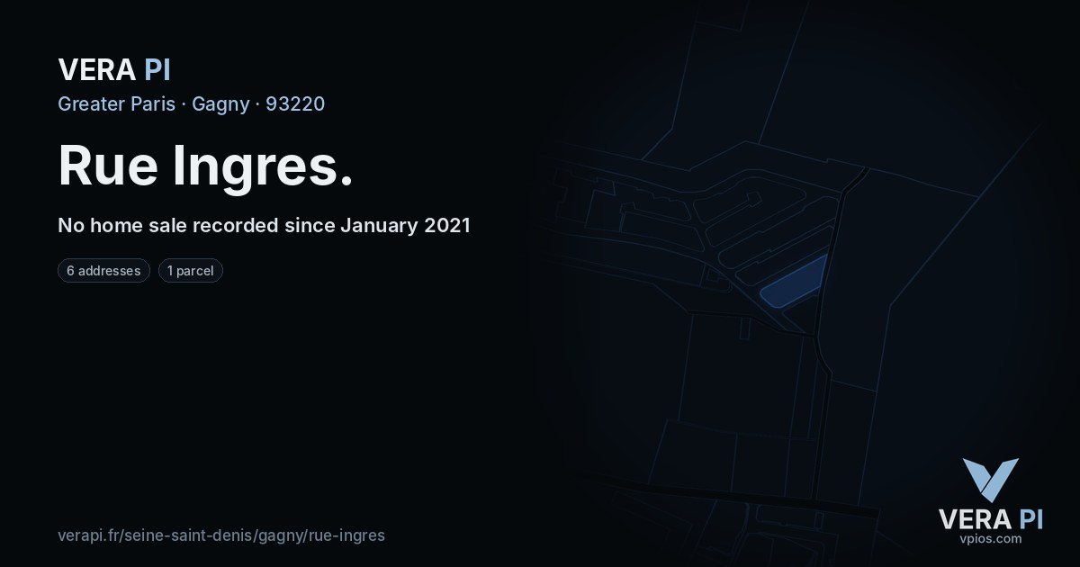 Rue Ingres, Gagny at night – every parcel coloured by the prices around it, the street's own parcels lit