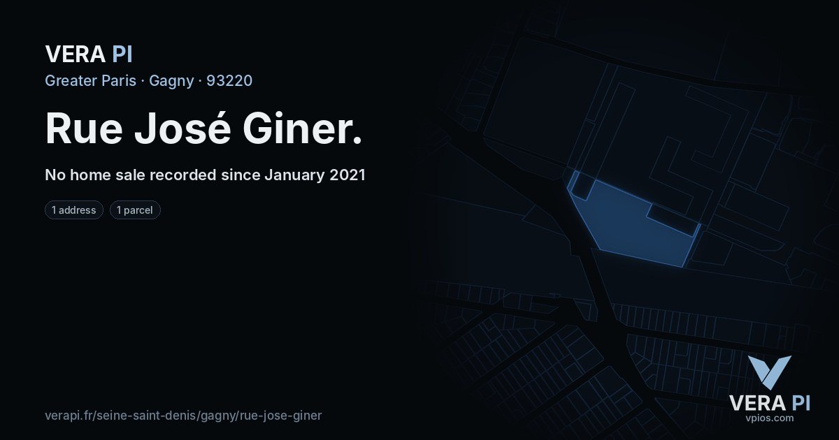 Rue José Giner, Gagny at night – every parcel coloured by the prices around it, the street's own parcels lit