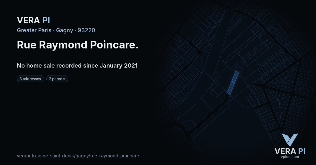 Rue Raymond Poincare, Gagny at night – every parcel coloured by the prices around it, the street's own parcels lit