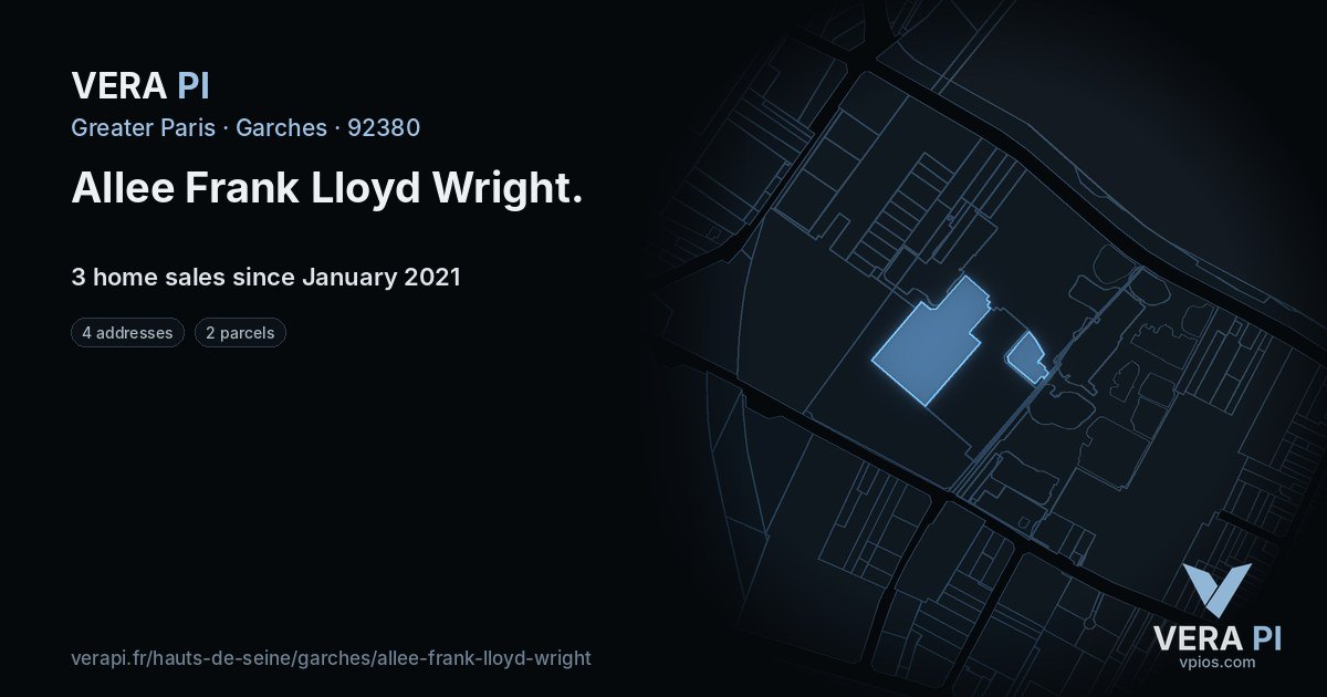 Allee Frank Lloyd Wright, Garches at night – every parcel coloured by the prices around it, the street's own parcels lit