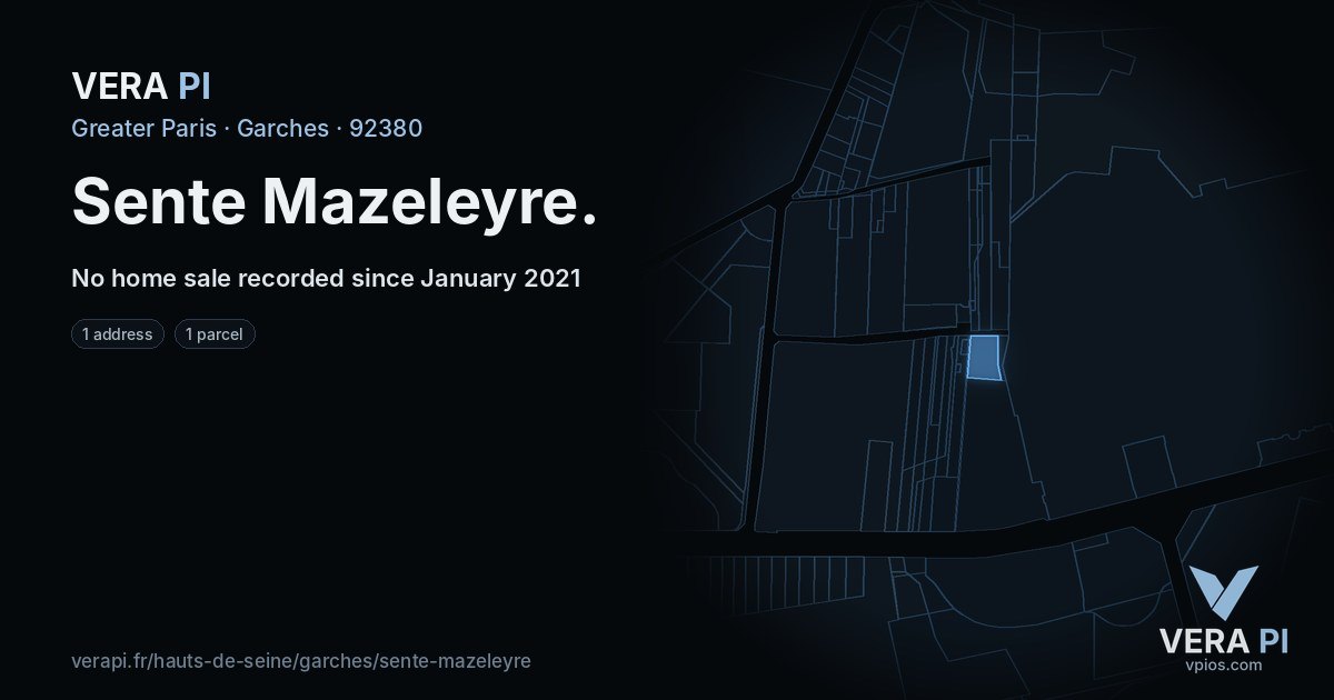 Sente Mazeleyre, Garches at night – every parcel coloured by the prices around it, the street's own parcels lit