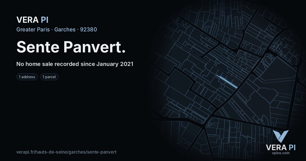 Sente Panvert, Garches at night – every parcel coloured by the prices around it, the street's own parcels lit