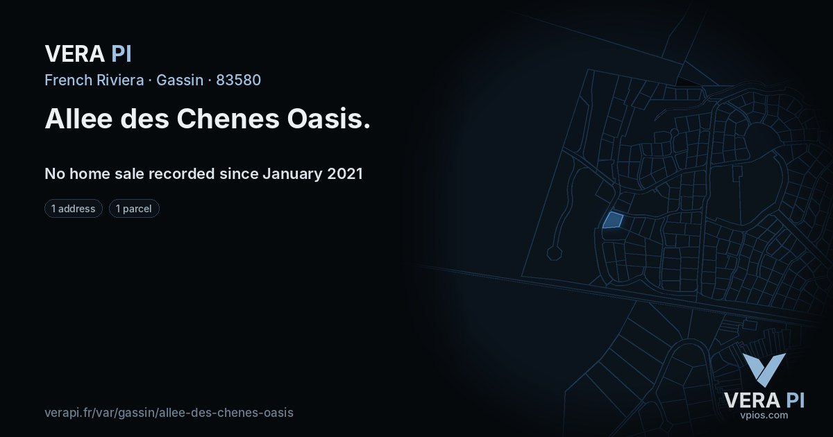 Allee des Chenes Oasis, Gassin at night – every parcel coloured by the prices around it, the street's own parcels lit