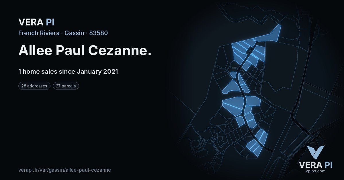 Allee Paul Cezanne, Gassin at night – every parcel coloured by the prices around it, the street's own parcels lit