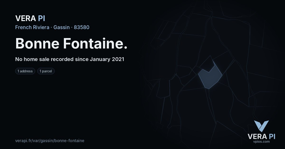 Bonne Fontaine, Gassin at night – every parcel coloured by the prices around it, the street's own parcels lit